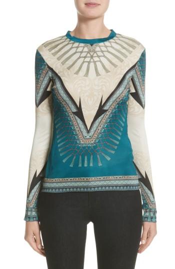 Women's Versace Scarf Print Jersey Tee Us / 38 It - Blue