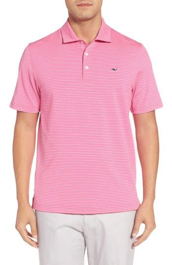 Men's Vineyard Vines Heathered Wilson Stripe Polo - Pink