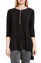 Women's Vince Camuto Half Zip Mixed Media Top - Black