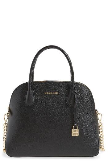 Michael By Michael Kors Large Mercer Leather Dome Satchel - Black