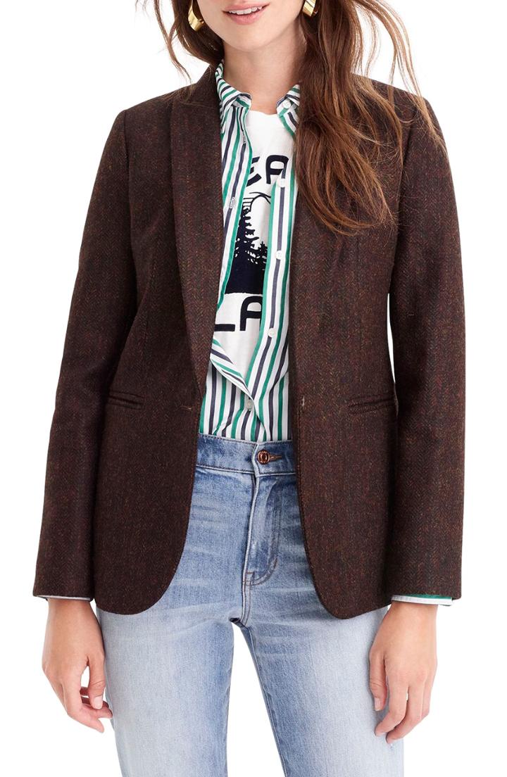 Women's J.crew Parke Herringbone Wool Blazer