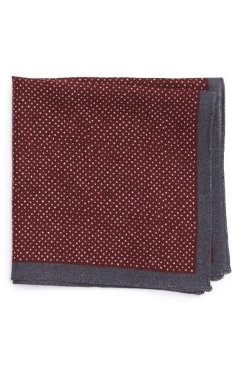 Men's Boss Dot Wool Pocket Square, Size - Red