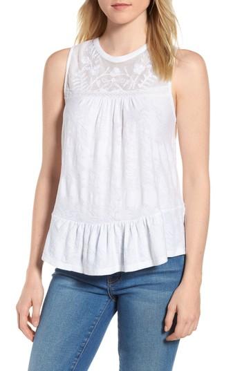 Women's Lucky Brand Tiered Jacquard Tank Top - White