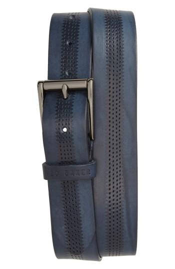 Men's Ted Baker London Brambel Leather Belt - Navy