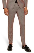 Men's Topman Houndstooth Skinny Fit Trousers X 34 - Beige