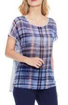 Women's Two By Vince Camuto Plaid Front Tee - Grey