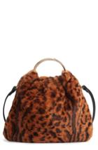 Street Level Ring Handle Faux Fur Bag -