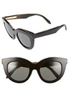 Women's Victoria Beckham 49mm Cat Eye Sunglasses - Black On Dark Horn