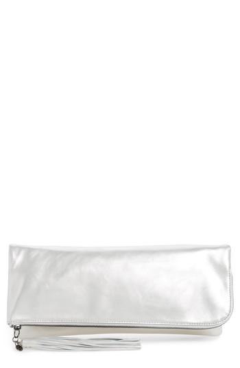 Hobo Raine Calfskin Leather Foldover Clutch - Metallic
