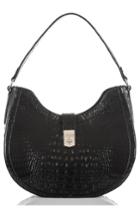 Brahmin Bethany Croc Embossed Leather Hobo - Black