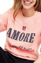 Women's Topshop Embroidered Amore Sweatshirt - Coral
