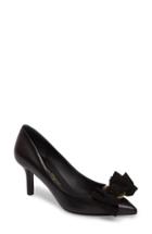 Women's Salvatore Ferragamo A Bow Pointy Toe Pump, Size 5 B - Black