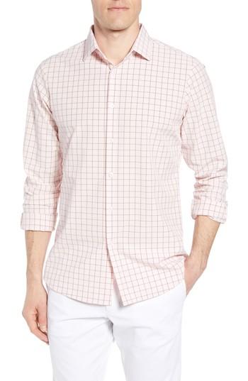 Men's Mizzen+main Andrews Slim Fit Windowpane Performance Sport Shirt - Pink