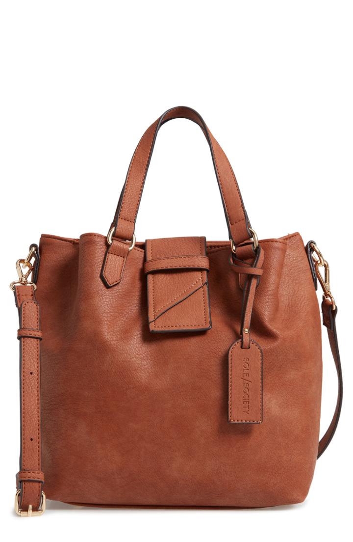 Sole Society Valah Faux Leather Satchel - Beige