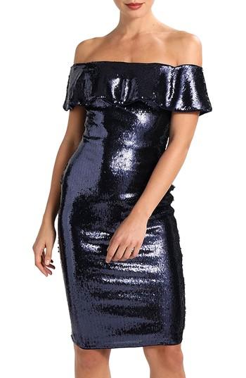 Women's Tfnc Ibiza Sequin Off The Shoulder Dress - Blue