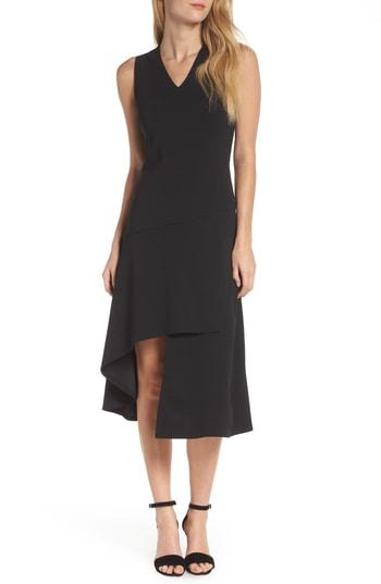Women's Vince Camuto Asymmetrical Hem Scuba Crepe Dress - Black