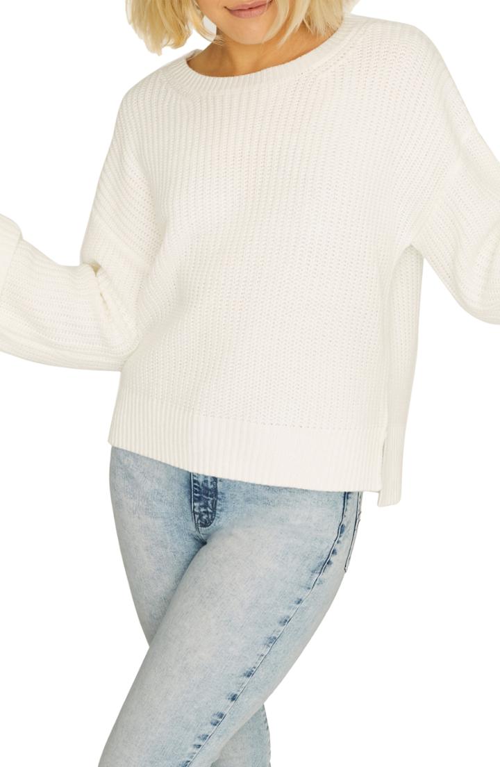 Women's Sanctuary Bell Sleeve Shaker Sweater - Red