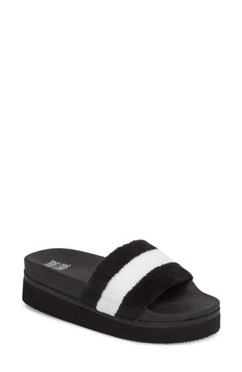Women's Jane And The Shoe Jemma Plush Platform Sport Slide Sandal M - Black