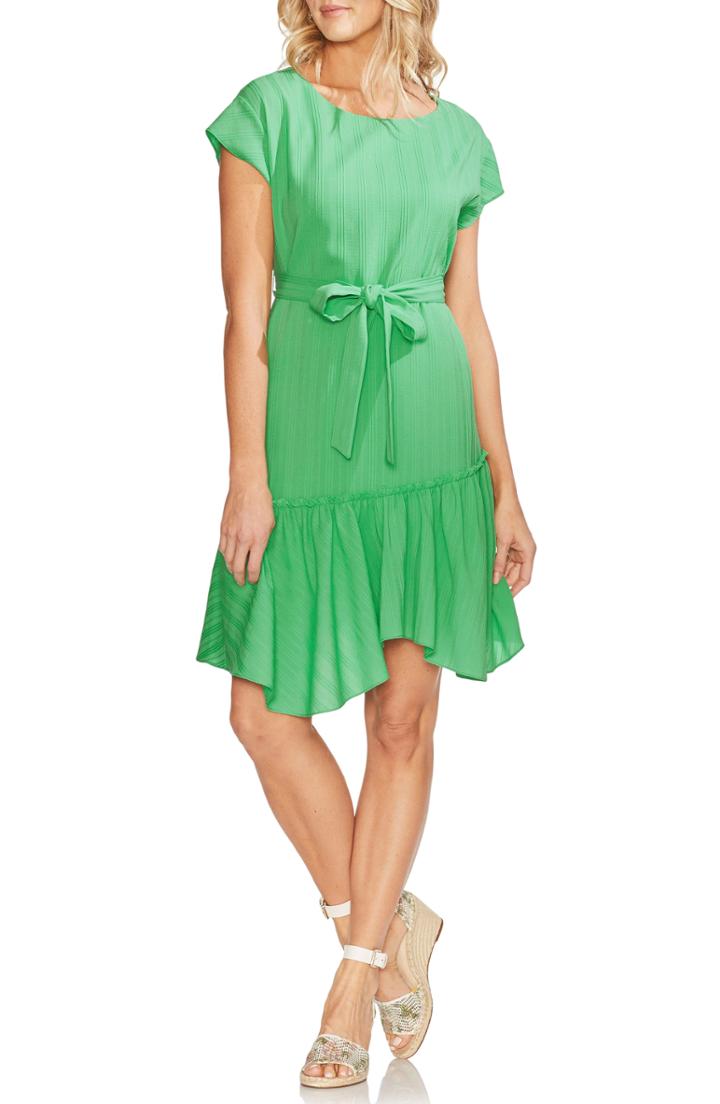 Women's Vince Camuto Ruffle Hem Belted A-line Dress - Green