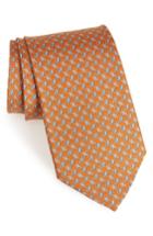 Men's Salvatore Ferragamo Ersilia Print Silk Tie, Size - Orange