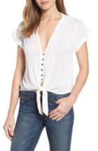 Women's Lucky Brand Tie Front Top - White
