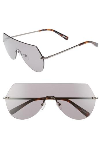 Women's Elizabeth And James Johnston 138mm Rimless Shield Sunglasses - Black/ Smoke