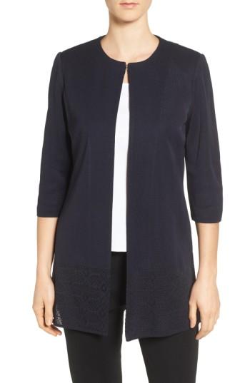 Women's Ming Wang Long Collarless Jacket - Blue