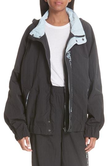 Women's Opening Ceremony Crinkle Nylon Wind Jacket - Black
