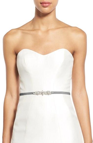 Women's Jenny Yoo 'mischka' Crystal Belt - Light Grey