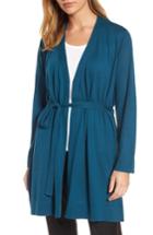 Petite Women's Eileen Fisher Tie Waist Tencel Blend Cardigan P - Blue
