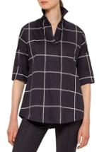 Women's Akris Punto Windowpane Print Cotton Swing Top