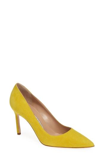 Women's Manolo Blahnik Bb Pointy Toe Pump Us / 34eu - Yellow