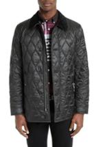 Men's Burberry Gransworth Leather Elbow Patch Quilted Jacket, Size - Black