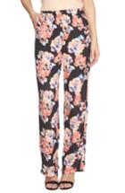 Women's Cece Floral Print Wide Leg Pants - Black