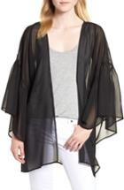 Women's Nordstrom Solid Ruffle Sleeve Kimono, Size - Black