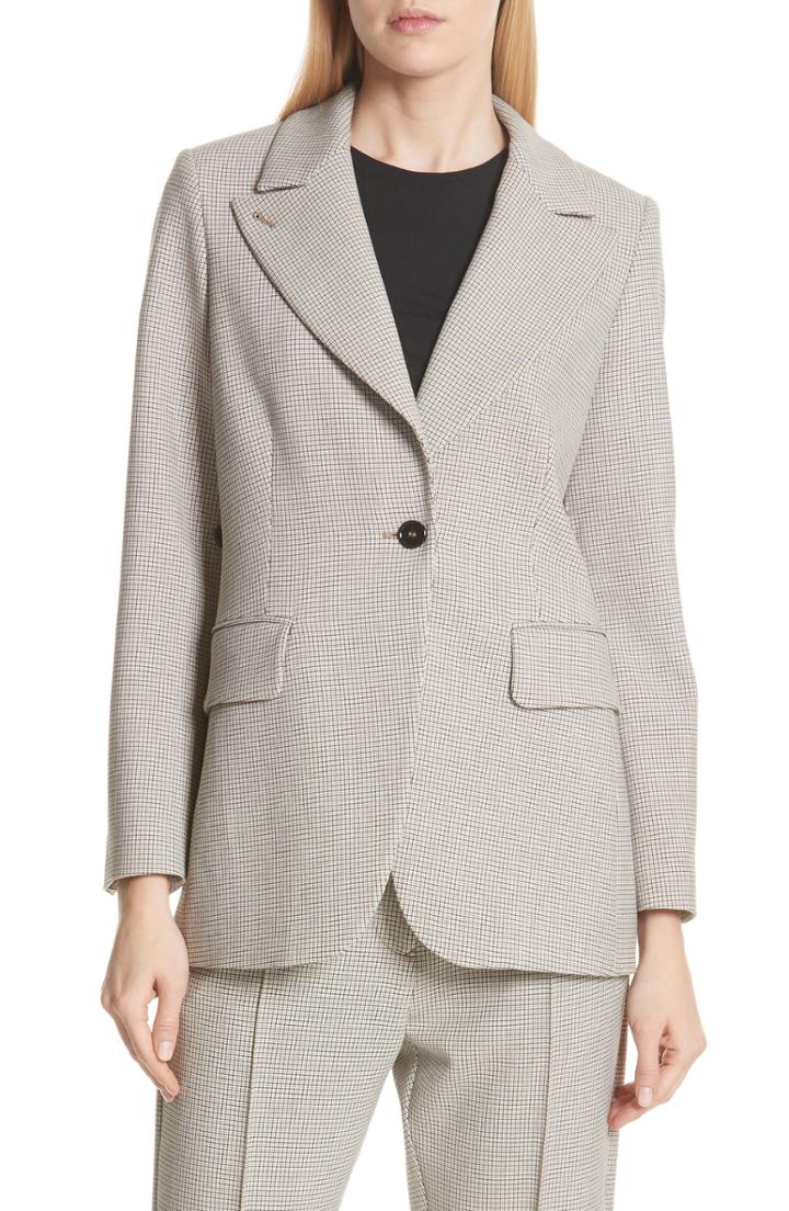 Women's Mm6 Maison Margiela Bonded Jersey Plaid Jacket Us / 38 It - Beige