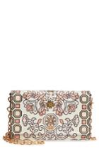Women's Tory Burch Hicks Garden Party Leather Wallet On A Chain - Pink