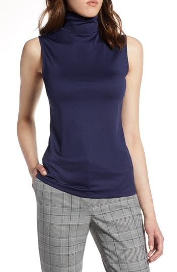 Women's Halogen Mock Neck Shell Top - Blue