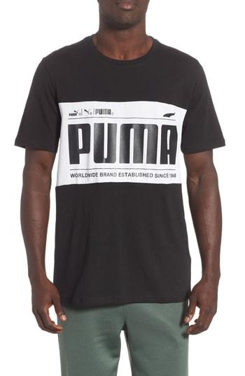 Men's Puma Graphic Logoblock T-shirt - Black