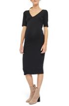 Women's Topshop Kaia Bodycon Maternity Midi Dress Us (fits Like 2-4) - Black