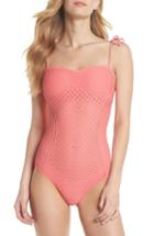 Women's Robin Piccone Eyelet Bandeau One-piece Swimsuit - Coral