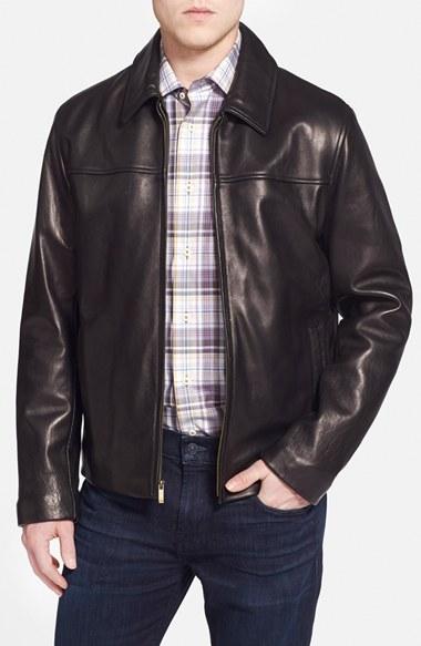 Men's Cole Haan Lambskin Leather Jacket - Black (online Only)