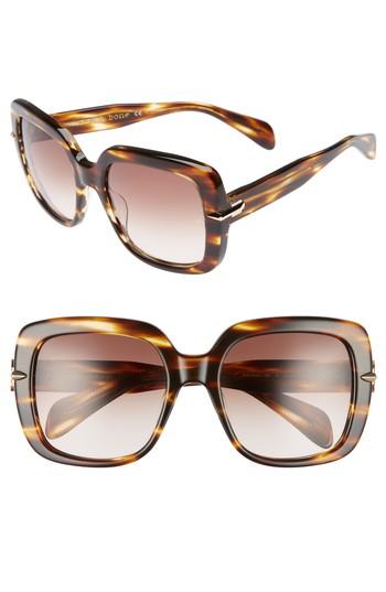 Women's Rag & Bone 56mm Gradient Square Sunglasses - Dark Havana