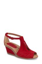 Women's Earth 'caper' T-strap Wedge Sandal M - Red