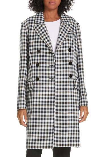Women's Judith & Charles Check Long Jacket - Blue