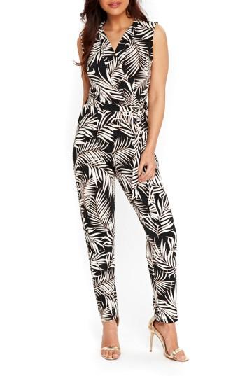Women's Wallis Palm Print Jumpsuit Us / 14 Uk - Black