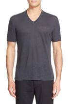 Men's John Varvatos Collection V-neck Linen T-shirt, Size - Grey