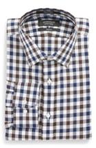 Men's Nordstrom Men's Shop Trim Fit Check Dress Shirt 34/35 - Brown