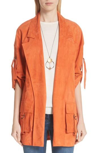 Women's St. John Collection Suede Slouch Jacket, Size - Orange