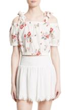 Women's Rebecca Taylor Marguerite Cold Shoulder Poplin Crop Top